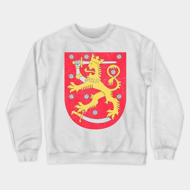 Finland Lion Coat Of Arms / Retro Faded Design Crewneck Sweatshirt by CultOfRomance